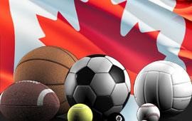 Drapeau canada ballons balles tennis football soccer basket volley baseball pool